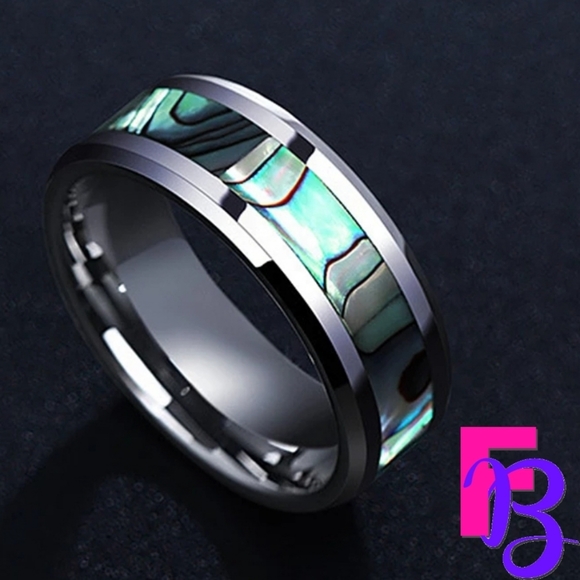 *NEW!*  Mens Stainless Steel Abalone Ring - Picture 1 of 12